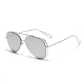 Occhiali da sole aviator classici in metallo argento con lenti a specchio riflettenti - Argento Mercurio