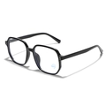 Klassische schwarze Oversized-Polygon-Brille mit Blaulichtfilter und hochglänzendem Rahmen - Hellschwarz