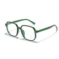 Retro-Brille mit großem transparentem grünem Rahmen und Blaulichtfilter im Detail - Transparentes Grün