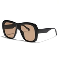 Gafas de sol cuadradas vintage extragrandes con montura negra y lentes ámbar oscuro - Negro Brillante / Lentes de Té
