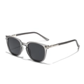 Square TR90 translucent gray polarized sunglasses with dark lenses and silver metal trim - Transparent Gray