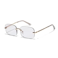 Lunettes de soleil Y2K sans monture avec verres colorés et branches en métal doré - Gris clair