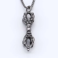 Retro-Halskette mit kürbisartigem Anhänger in Altsilber mit geprägten Details - Silber