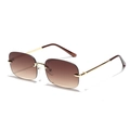 Lunettes de soleil Y2K carrées sans monture avec verres dégradés bruns et cadre doré - Marron