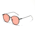 Occhiali da sole rotondi in metallo retrò con lenti rosa e montatura nera stile Y2K - Rosso Marrone