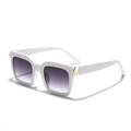 Chic square sunglasses with white frames, purple gradient lenses and gold accents - White Frame Gray Lens