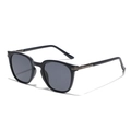 Square TR90 polarized sunglasses in matte black frame with elegant silver metal accents - Matte Blue