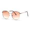Retro cat-eye metal sunglasses with rose gold frames and brown gradient lenses - Gradient Tea