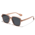 Vierkante oversized barnsteen zonnebril met donkere glazen en metalen accenten - Thee Frame Grijze Lens