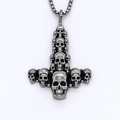 Gothic Punk Totenkopf Anhänger Kette aus Edelstahl im Retro-Look für Herren mit Boxkette - Silber