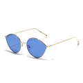Lunettes de soleil ovales en métal doré avec verres bleu foncé au style goutte d'eau - Bleu foncé