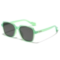 Vierkante mintgroene oversized zonnebril met donkergrijze glazen en zilveren details - Groen Frame Lichtgrijze Lenzen