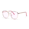 Pink cat eye sunglasses with rose gold metal frame and transparent lenses for women - Purple Pink