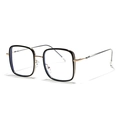 Occhiali quadrati in TR90 e metallo nero e oro con lenti trasparenti dal design elegante - Nero Lucido