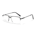 Gafas clásicas de montura media cuadrada en metal negro con patillas de acero inox - Negro