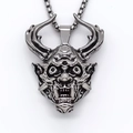 Donkere duivelsmasker hanger ketting in antiek zilveren afwerking met doosketting - Zilver