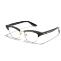 Cat eye sunglasses with black frame and crystal rhinestones in tortoise leopard style - Glossy Black Clear Lens