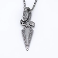 Collana con ciondolo a serpente e pugnale in argento vintage stile punk e catena - Argento