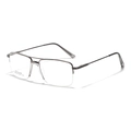 Montura de gafas cuadradas de acero inoxidable gris plomo de media montura para hombre - Color gunmetal
