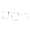 Square TR90 metal frame glasses in translucent pink shown from a 45-degree angle view - Rose Gold