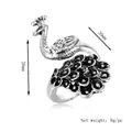 Anello pavone in argento vintage con piume, misura 39mm per 26mm, peso di 8g al pezzo - Argento