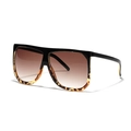 Oversized square sunglasses with black and leopard print frame and brown gradient lenses - Tea Over Demi