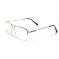 Montura de gafas retro de medio marco en metal dorado con doble puente clásico - Dorado
