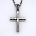 Collier avec pendentif croix vintage en métal gris foncé avec chaîne pour hommes et femmes - Argenté
