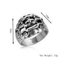 Retro lion head ring in vintage silver finish with detailed relief and 28mm height - Silver
