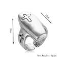 Vintage Silberner Sarg-Ring im Gothic-Stil mit Kreuzgravur und verstellbarer Öffnung - Silber