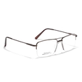 Brown semi-rimless stainless steel square frame glasses for men and women - Brown