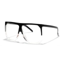 Retro oversized square sunglasses featuring black and transparent two-tone frame design - Clear