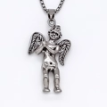 Minimalist silver angel pendant necklace with fine box chain for men and women - Silver