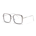 Square jelly grey TR90 eyeglasses with silver metal temples for a minimalist look - Smoke Gray