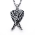 Retro roestvrijstalen vleugel hanger ketting met vintage zilveren afwerking op boxketting - Zilver
