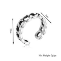 Vintage silver hollow chain ring with 20mm diameter and 6mm width adjustable design - Silver