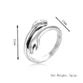 Adjustable vintage hugging hands open ring with oxidized silver finish for unisex styling - Silver