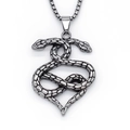 Collana con ciondolo a due serpenti intrecciati a cuore in argento antico hip hop - Argento