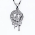 Collana con ciondolo a forma di faccina fusa stile punk in argento con finitura in metallo - Ciondolo Fantasma Sorridente che si Scioglie / Argento