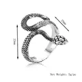Anello a serpente argento retrò con squame strutturate e testa realistica da uomo - Argento