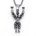 Collana con ciondolo bodybuilder in argento lucido con catena box per uomo fitness - Argento