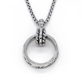 Collar de doble anillo plateado con runas grabadas y cadena de caja para hombres - Plateado