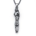 Collana da uomo con pendente da basket in grigio scuro con catena a scatola quadrata - Argento