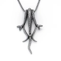Collana hip hop con pendente a serpente multitesta in argento ossidato retrò - Argento