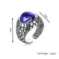 Vintage silver dragon evil eye ring with purple eyeball and 29mm height scale detail - Purple Evil Eye (Ring-145) / Silver