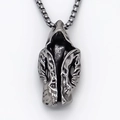 Punk-Stil Gothic Hoodie Anhänger Halskette in Rotguss-Grau für Damen und Herren - Silber