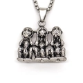Retro Punk Drei Affen Silberanhänger Halskette für Herren mit schwerer quadratischer Kette - Silber