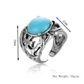 Anello punk vintage in lega d'argento con occhio blu, rilievo a croce e pietra - Argento