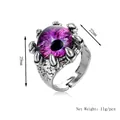 Gothic purple evil eye claw ring in silver alloy with adjustable open band design - Purple Evil Eye Style / Silver