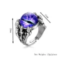 Punk style purple evil eye claw ring made of vintage alloy with adjustable open band - Silver